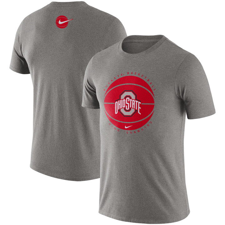 Men's Nike Heathered Gray Ohio State Buckeyes Team Basketball Icon T-Shirt