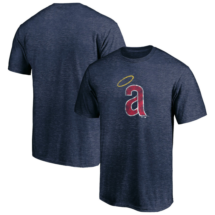 Men's Fanatics Branded Navy California Angels True Classics Throwback Logo Tri-Blend T-Shirt