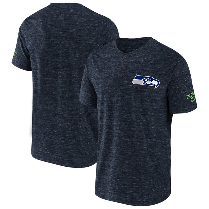 Men's NFL x Darius Rucker Collection by Fanatics College Navy Seattle Seahawks Slub Henley T-Shirt