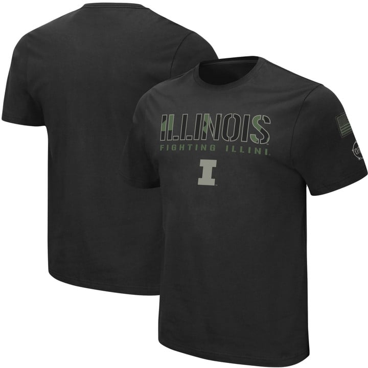 Men's Colosseum Black Illinois Fighting Illini Big & Tall OHT Military Appreciation Informer T-Shirt