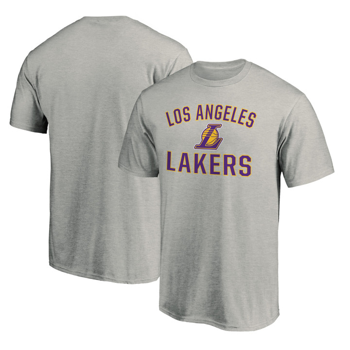 Men's Fanatics Branded Heathered Gray Los Angeles Lakers Team Victory Arch T-Shirt