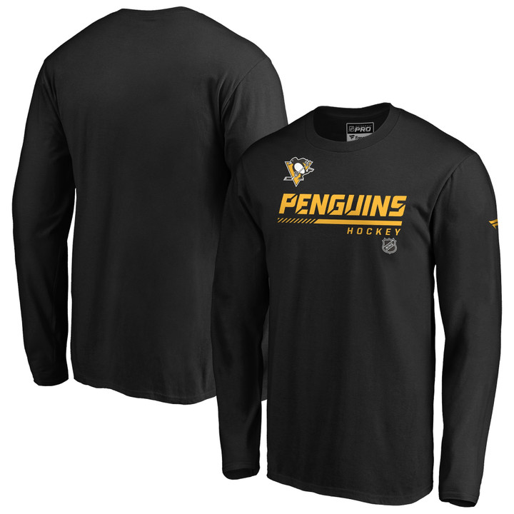 Men's Fanatics Branded Black Pittsburgh Penguins Authentic Pro Core Collection Prime Long Sleeve T-Shirt
