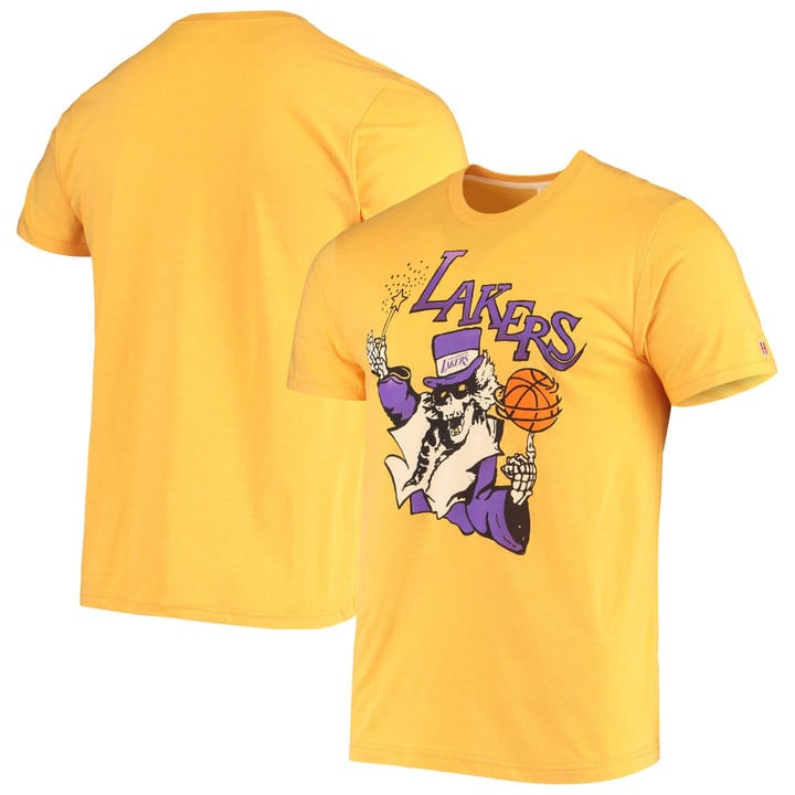 Men's Homage Gold Los Angeles Lakers NBA x Grateful Dead Tri-Blend T-Shirt