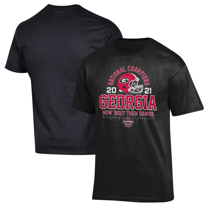 Men's Black Georgia Bulldogs College Football Playoff 2021 National Champions Helmet Arch T-Shirt