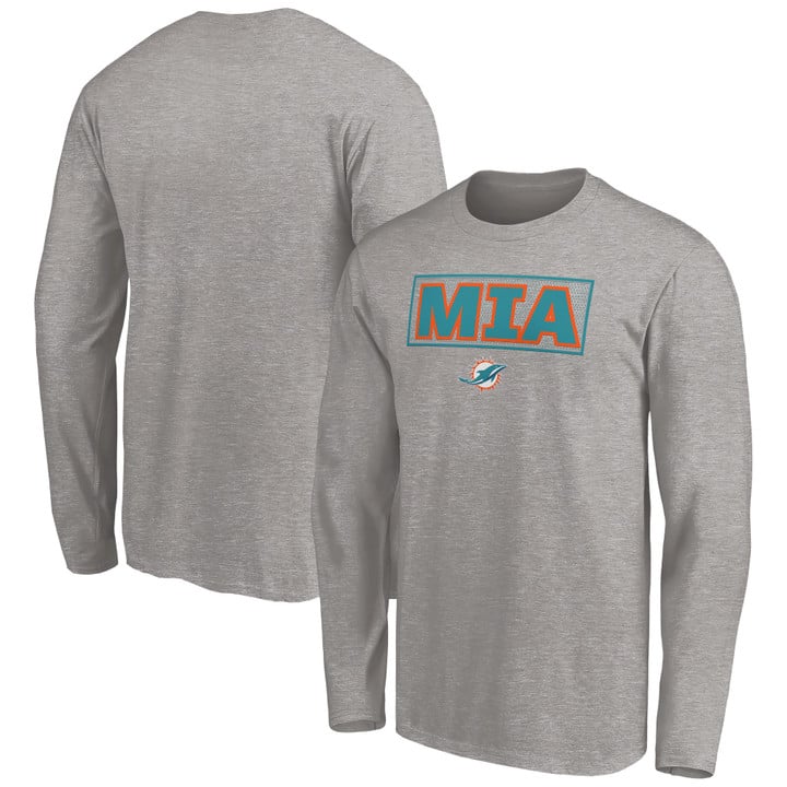 Men's Fanatics Branded Heathered Gray Miami Dolphins Squad Long Sleeve T-Shirt