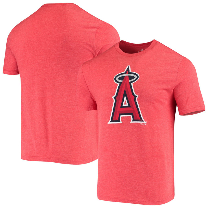 Men's Fanatics Branded Red Los Angeles Angels Weathered Official Logo Tri-Blend T-Shirt