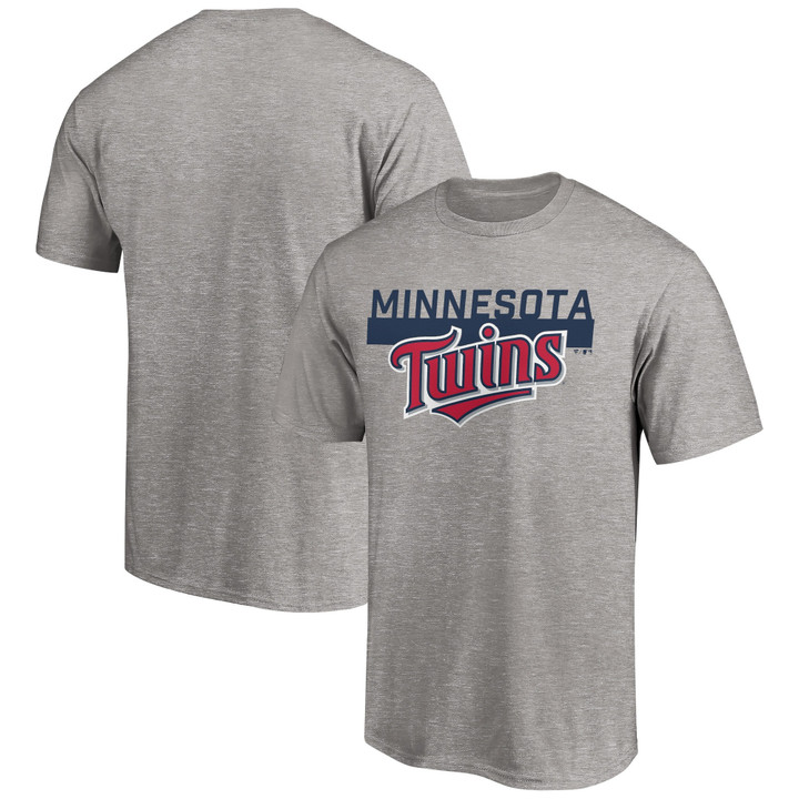 Men's Fanatics Branded Heathered Gray Minnesota Twins Big & Tall City Stripe Wordmark T-Shirt