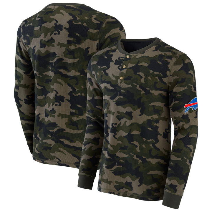 Men's NFL x Darius Rucker Collection by Fanatics Camo Buffalo Bills Thermal Henley Long Sleeve T-Shirt