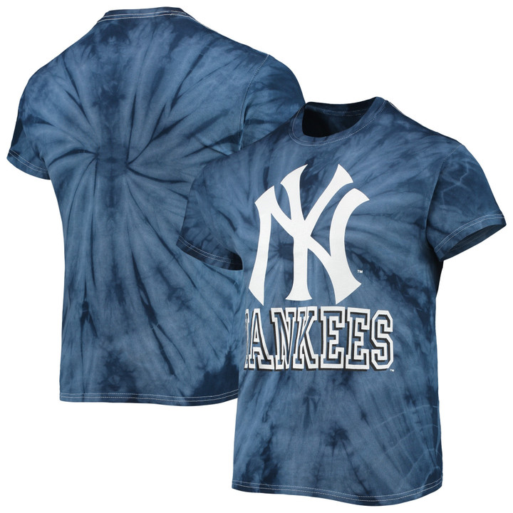 Men's Stitches Navy New York Yankees Spider Tie-Dye T-Shirt