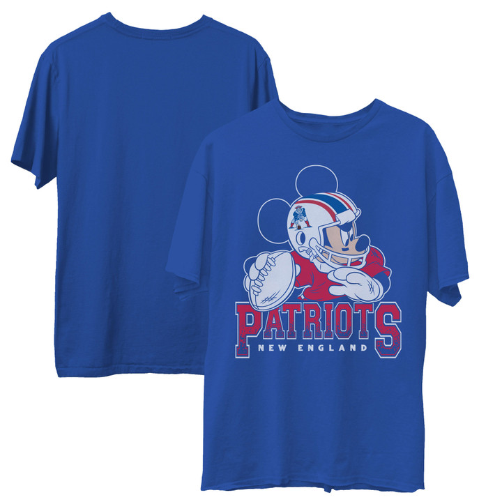 Men's Junk Food Royal New England Patriots Disney Mickey QB T-Shirt