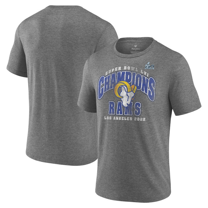 Men's Fanatics Branded Heathered Gray Los Angeles Rams Super Bowl LVI Champions Classic Vintage T-Shirt