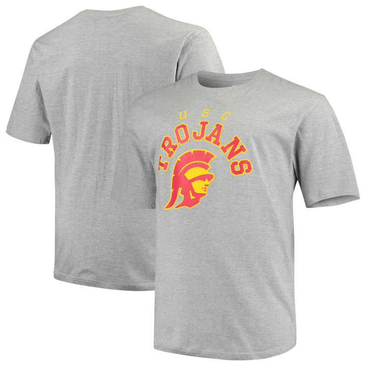 Men's Profile Heathered Gray USC Trojans Big & Tall Arch T-Shirt