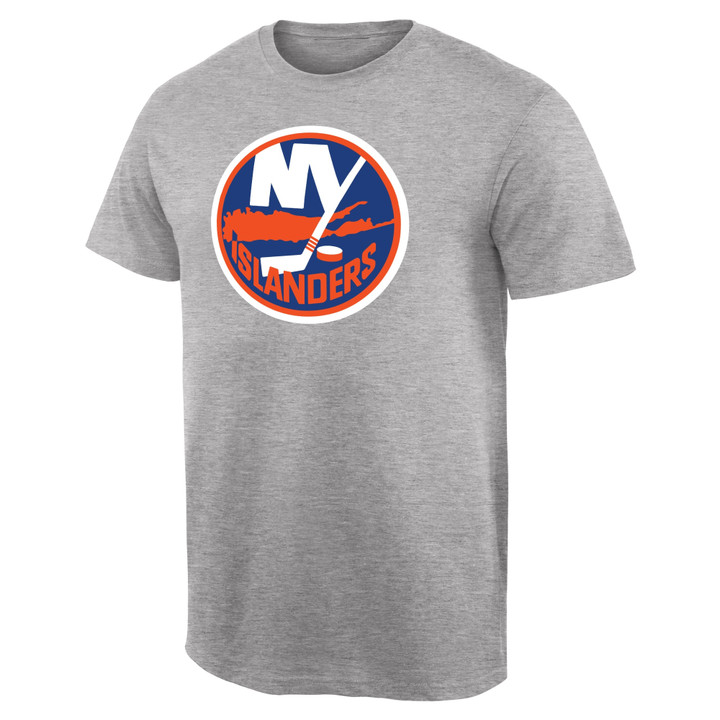 Men's Ash New York Islanders Team Primary Logo T-Shirt