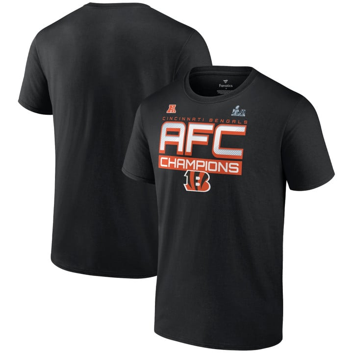 Men's Fanatics Branded Black Cincinnati Bengals 2021 AFC Champions Big & Tall Iconic Slant T-Shirt