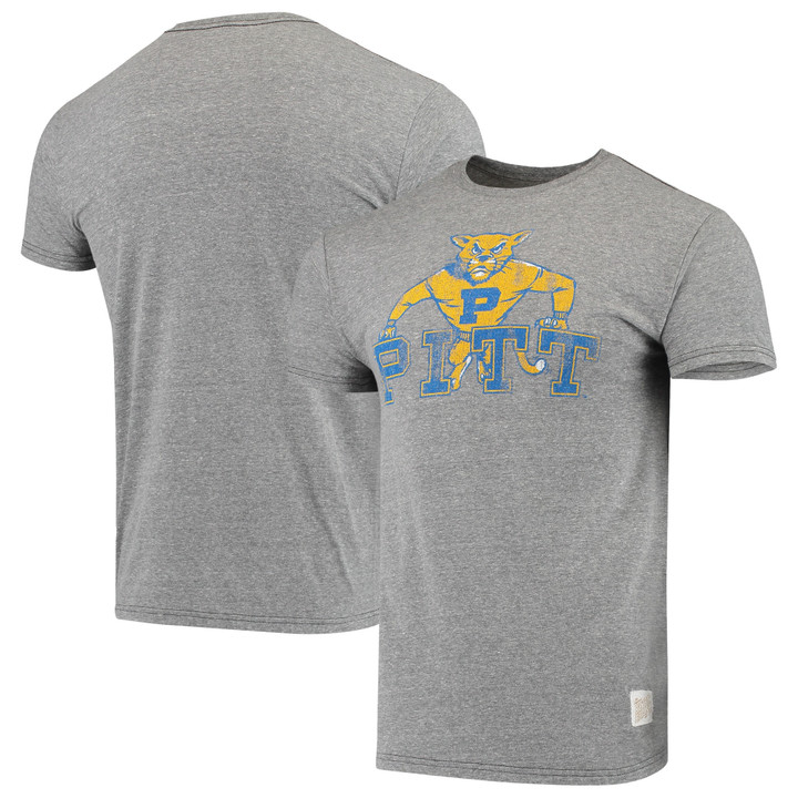 Men's Original Retro Brand Heathered Gray Pitt Panthers Team Vintage Tri-Blend T-Shirt