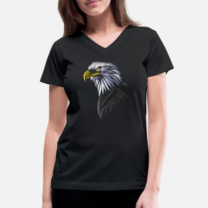 Women's V-Neck T-Shirt Tribal eagle