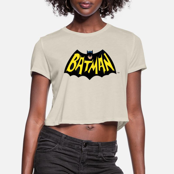 Women's Cropped T-Shirt DC Comics Batman Wings Cool Logo Lettering
