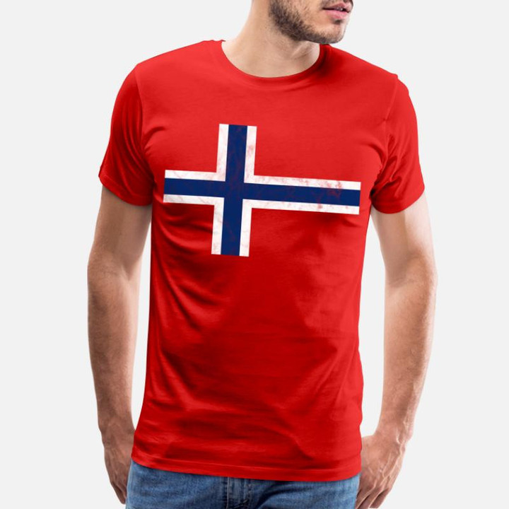 Men’s Premium T-Shirt Norwegian Flagg Cross Norway Gift