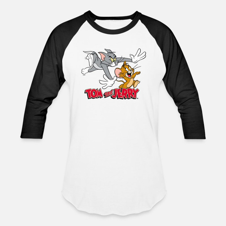 Unisex Baseball T-Shirt Tom and Jerry Chase