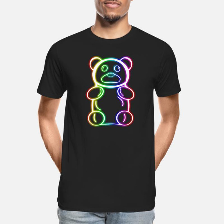 Men’s Organic T-Shirt Neon Rainbow Gummy Bear