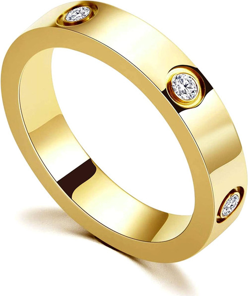 Gold Love Ring With Stone Crystal Birthday Gifts