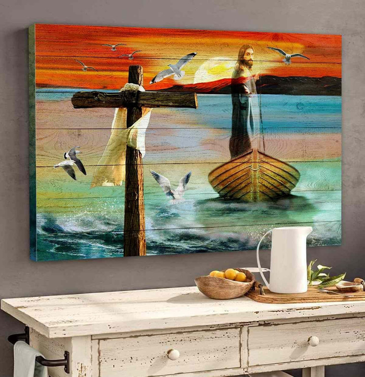 Jesus on a boat Canvas