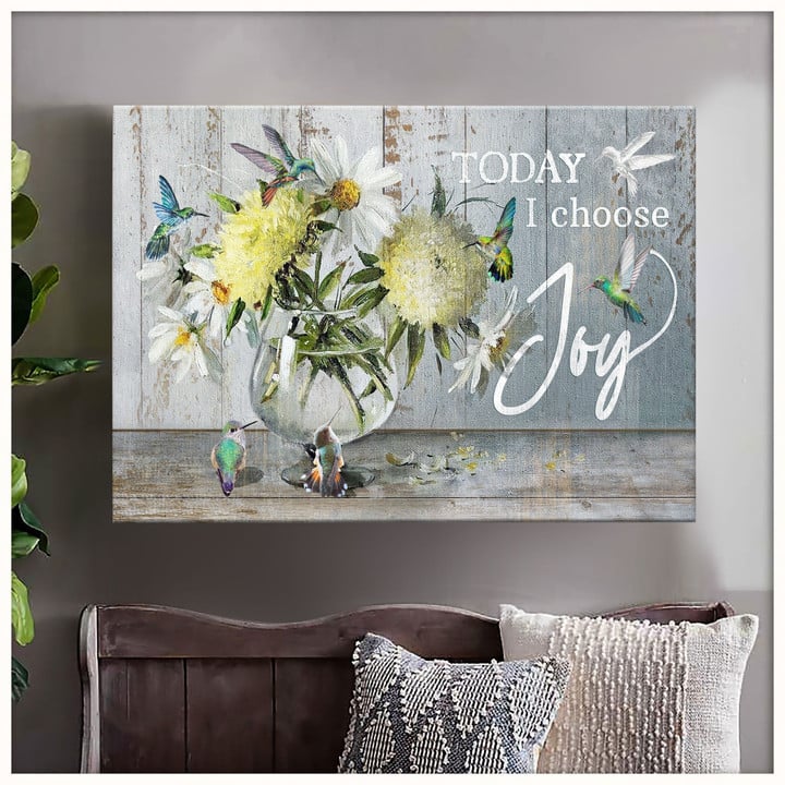 Hummingbird and daisy - Today I choose joy Canvas