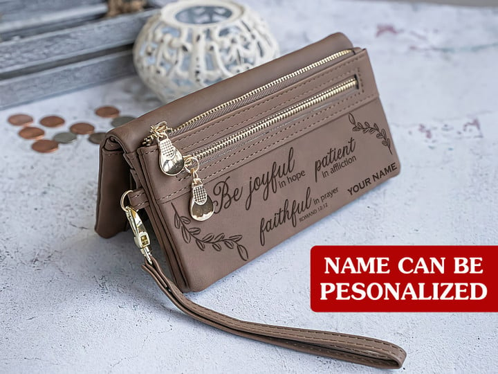 Joyful In Hope Romans 12:12 Personalized God Jesus Christ Christians Christianity Bible Women Wallet Purse With ID Window Credit Card Holder Gifts