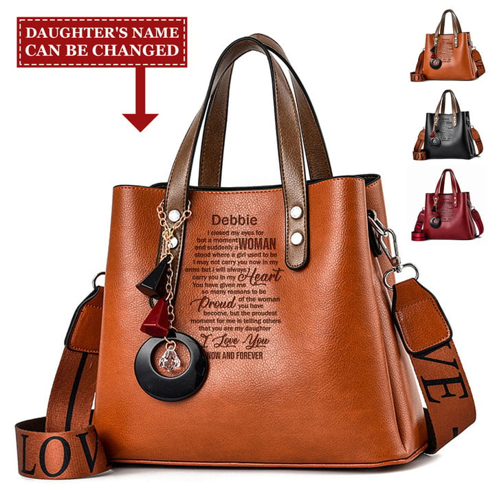Personalized Closed My Eyes Daughter God Jesus Christ Christians Christianity Bible Luxury Leather Women Handbag Purse Tote Bag