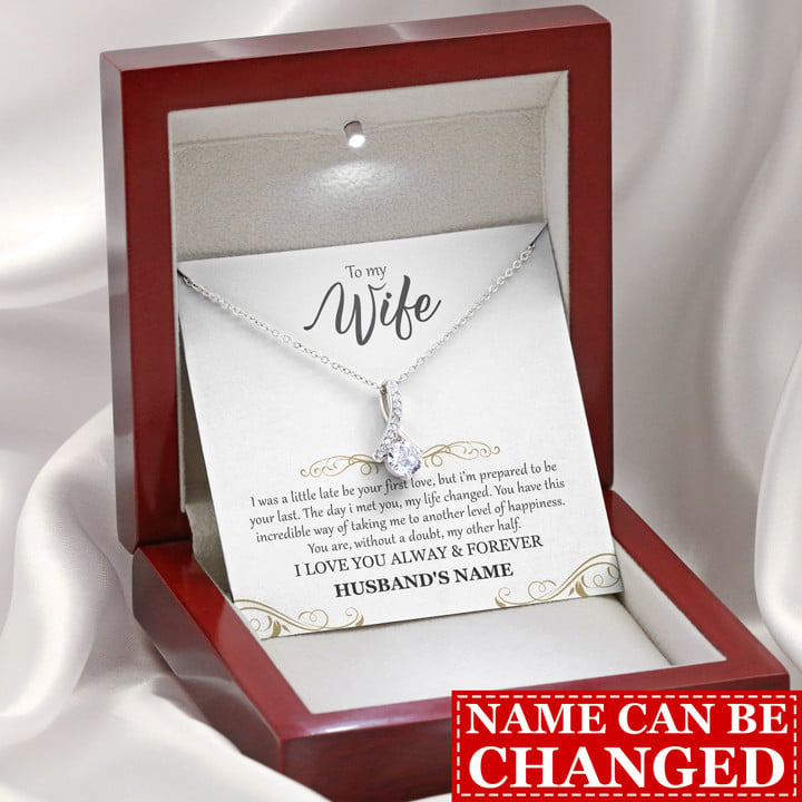 Personalized My Wife My Other Half Alluring Beauty God Jesus Christ Christians Christianity Bible Necklace Gift Box With Message Card