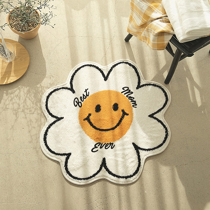 Happy Flower Custom Shaped Rug Doormat