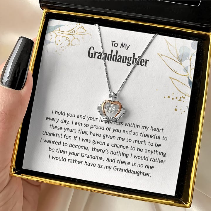 Granddaughter No One Other Than You Crown Necklace Gift Box With Message Card