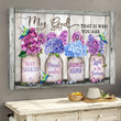 Hydrangea and hummingbird - My God that is who you are Canvas