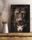 Jesus - Awesome lamb, lion and cross on his eye Canvas