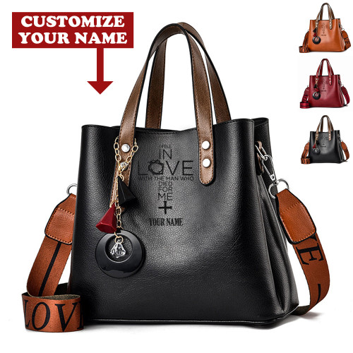 Jeremiah 29:11 NIV Personalized The Man Died For Me God Jesus Christ Christians Christianity Bible Luxury Leather Women Handbag Purse Tote Bag