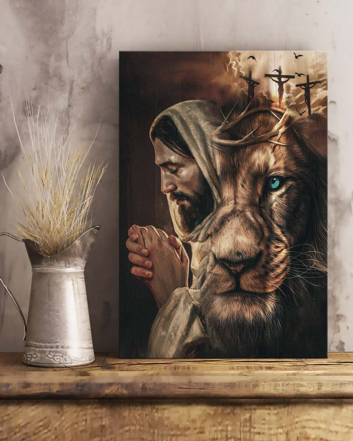 Jesus and lion - Just pray Canvas