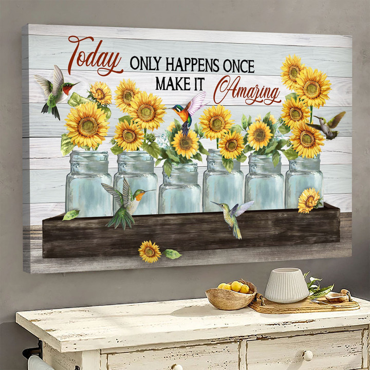 Hummingbird and daisy - Today only happens once Canvas