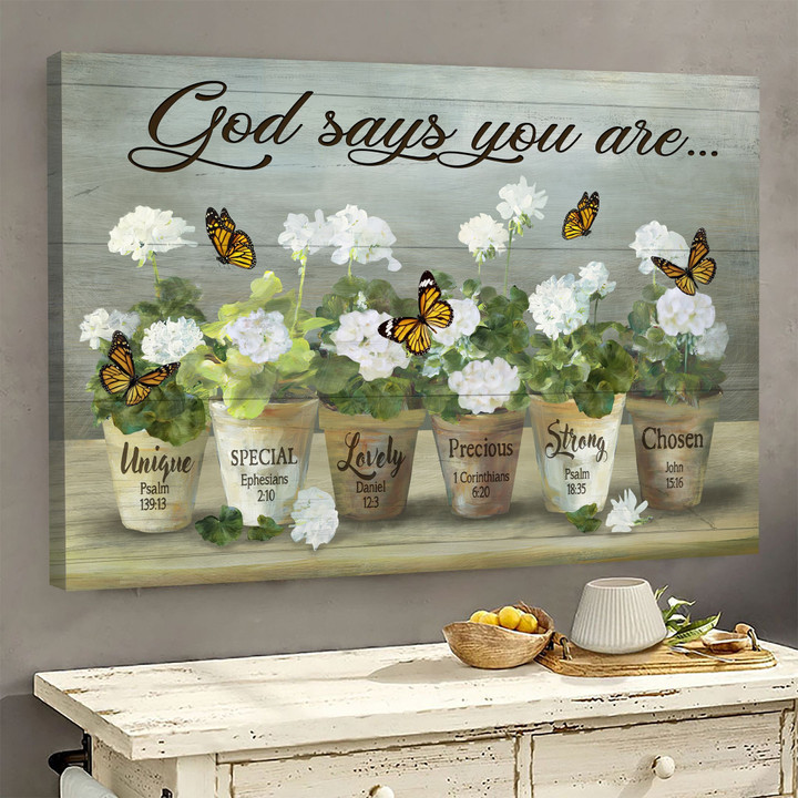 Beautiful flower and butterfly - God says you are Canvas