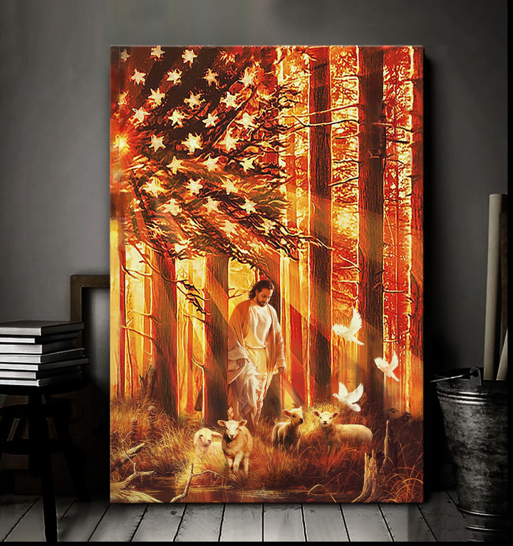 Jesus - Walking with the lambs Canvas