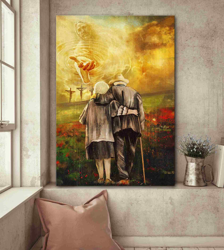 Jesus and old couple - To the beautiful world Canvas