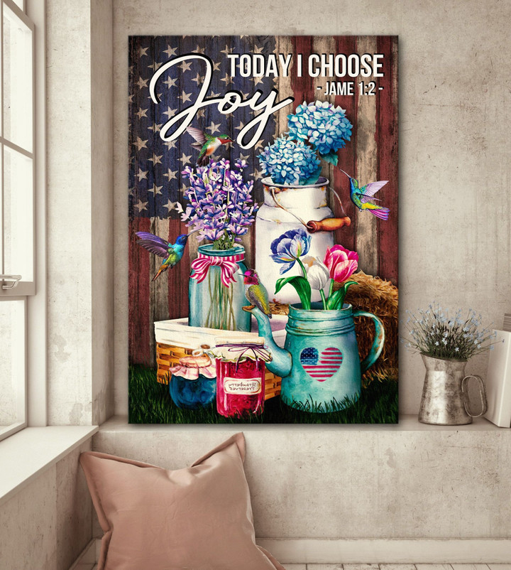 Hummingbird and flowers - Today I choose joy Canvas