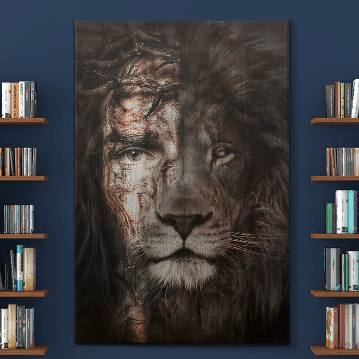 Jesus And Lion (Canvas, Posters, Puzzles, Blankets, Christs, Christians)