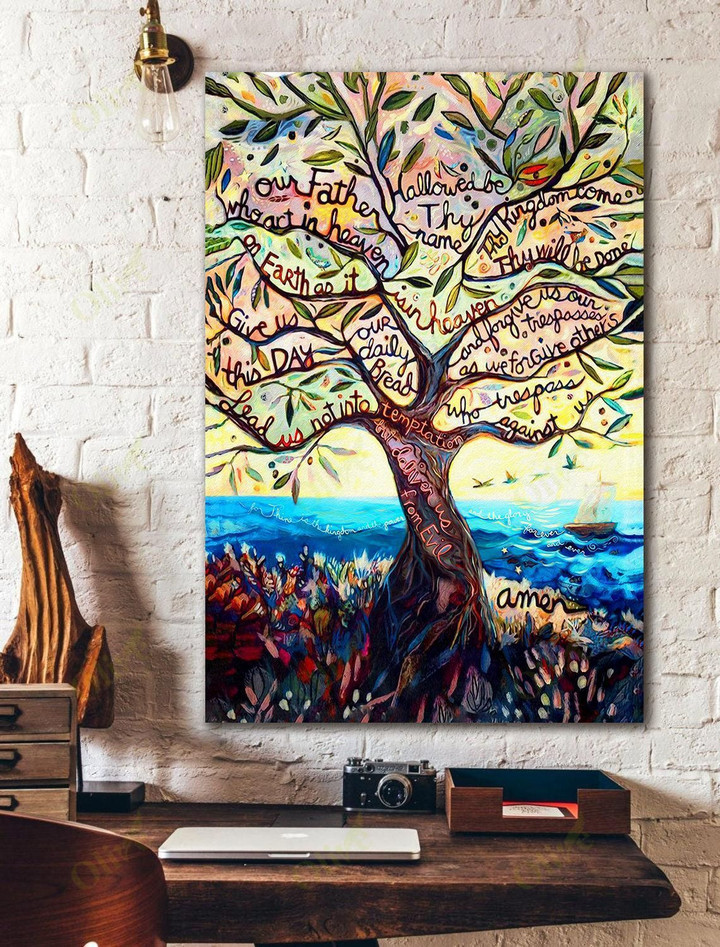 Jesus - The lords prayer tree Canvas