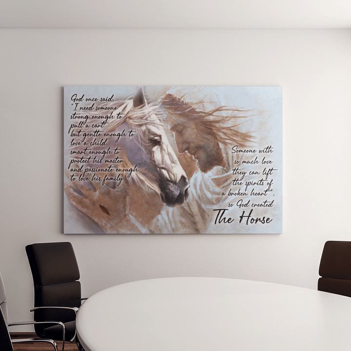 God Created The Horses ( Jesus - Christ - Christians Canvases, Pictures, Puzzles, Posters, Quilts, Blankets, Flags, Bath Mats)