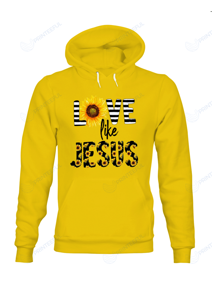 Love Like Jesus Sunflower (Christ - Christians Stickers, Shirts, Hoodies, Cups, Mugs, Totes, Handbags)