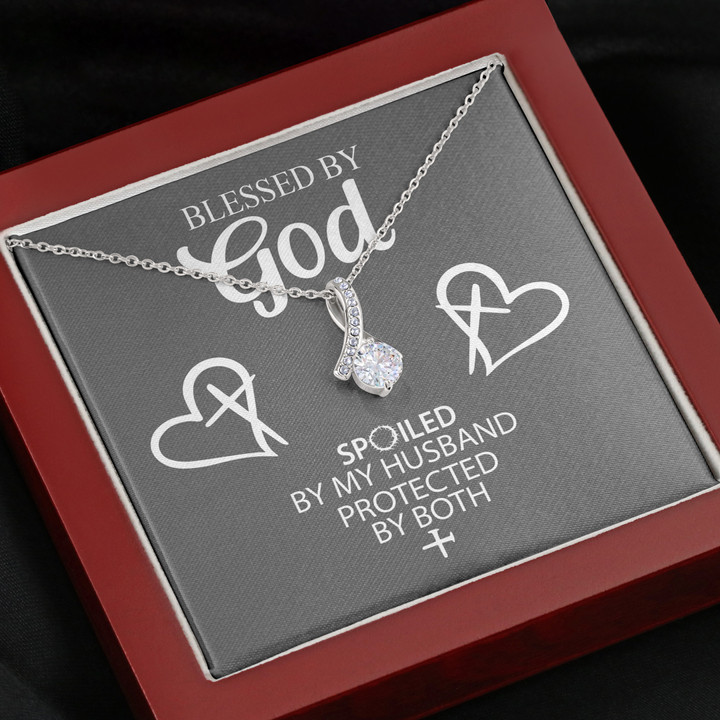 Protected By Both Alluring Beauty Necklace Gift Box With Message Card