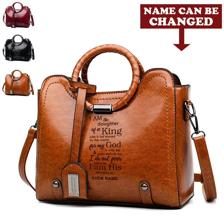 Daughter Of The King Proverbs 31 Personalized God Jesus Christ Christians Christianity Bible Quality Leather Large Capacity Purse Handbag Purse Tote Bag