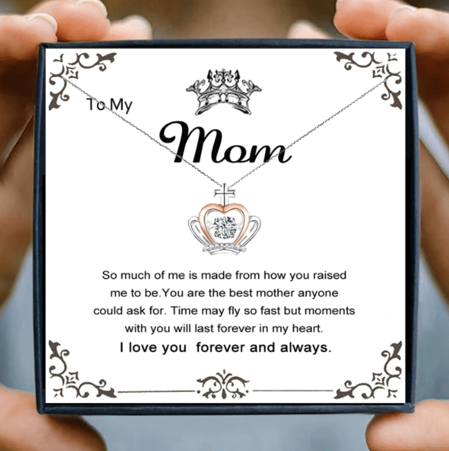 I Love Mom Necklace Gift Box With Message Card