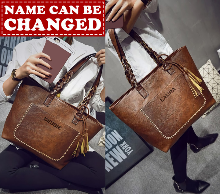 Personalized Large Smooth Leather Casual Shoulder Bags