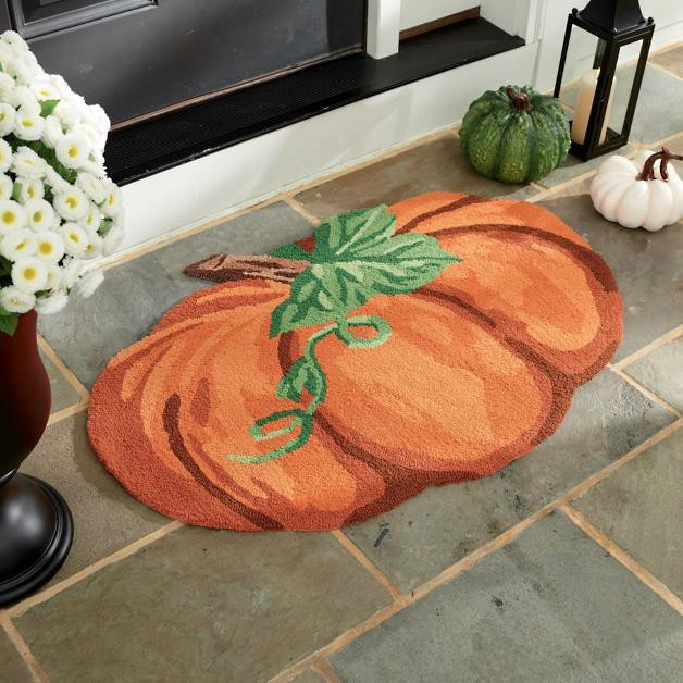Orange Pumpkin Custom Shaped Rug Doormat